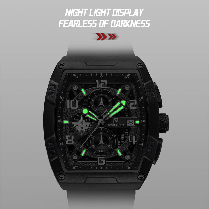 NAVIFORCE NF8052 BLACK Relógios Originais de Luxo para Homens Casual Esporte Cronógrafo Quartzo Pulso Silicone Relógio de Quartzo À Prova D'Água (cópia)