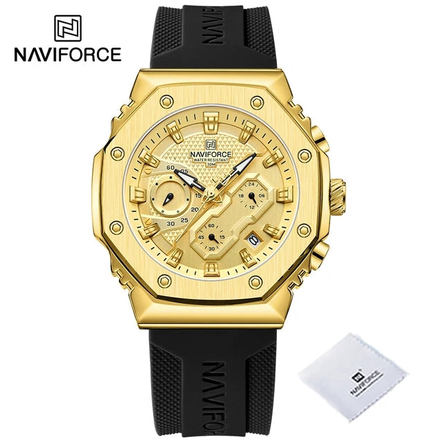 Novo NAVIFORCE 8035 Relógio de Moda Masculino Luxo Original Esportivo Multifuncional Cronógrafo Relógios de Quartzo À Prova de Wattterproof Presente Masculino